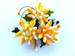 ちりめん細工 菊 きく 3連 つるし飾り 縮緬 手作り 逸品 ハンドメイド 手芸品 508