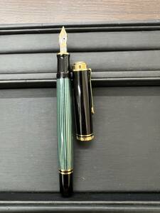 #5217　Pelikan　ペリカン　万年筆　スーベレーン M600　緑縞　グリーンストライプ　F細字　 現状筆記不可　現状品　ペン先14金　585