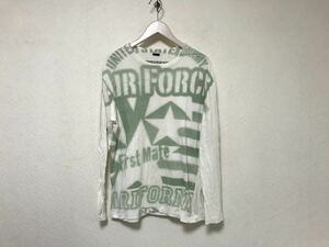 本物アヴィレックスAVIREXコットンプリント長袖TシャツロンTメンズアメカジサーフビジネススーツL白ホワイト