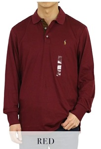 新品 アウトレット 1398 Lサイズ 無地 長袖 ポロ シャツ polo ralph lauren ポロ ラルフ ローレン RED