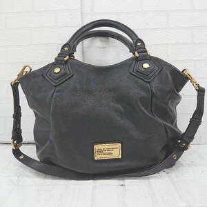 ■ MARC BY MARC JACOBS ロゴ M3PE104 ゴールド金具 ハンド ショルダー バッグ ブラック レディース E