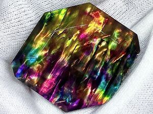 【鑑別書付き】アンモライト Ammolite 68.15Ct オパール化 原石 化石 宝石 ルース 菊石