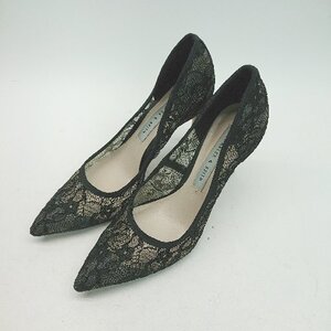 ◇ CHARLES & KEITH チャールズ＆キース ポインテッドトゥ ヒール レース パンプス サイズ35 ブラック レディース E