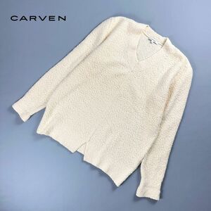 美品 CARVEN カルヴェン ウール Vネック 長袖ボアニットセーター トップス レディース 白 アイボリー サイズM*NC87