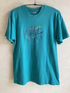 フルーツ　USA製　シングルスティッチ　魚刺繍Tシャツ