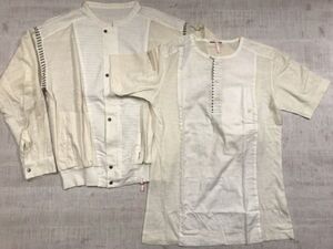 ピエールカルダン TRICOT pierre cardin リネン麻100% カットソー × シャツジャケット 配色切替 アンサンブル 2点セット レディース M