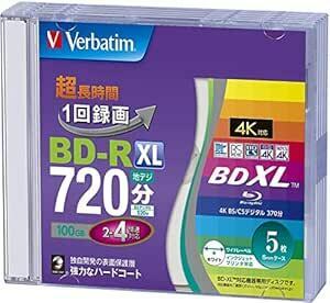 Verbatim バーベイタム 1回録画用 ブルーレイディスク BD-R XL 100GB 5枚 ホワイトプリンタブル 片面3