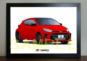 TOYOTA GR yaris ヤリス Rｈ 右側 デジタルイラスト 自動車アートA4 トヨタ