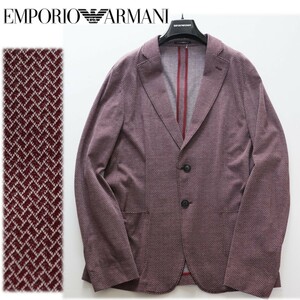 《EMPORIO ARMANI エンポリオアルマーニ》新品 定価121,000円 檜垣柄 2Bアンコンジャケット テーラードジャケット 50(XL) A9696