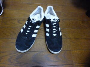 即決・送料込★adidas アディダス★良品・革クラシックスニーカー GAZELLE ガゼル 885476★黒ｘ白 US8(26cm)