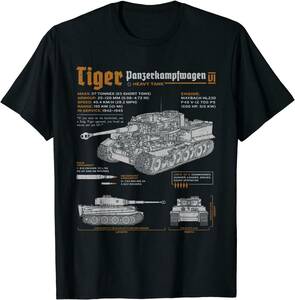 【黒色-3XL】Tiger Tanks ミリタリ軍用戦車Ｔ-シャツ#2 3XL