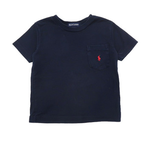 古着 キッズ ラルフローレン RALPH LAUREN ポケットTシャツ ワンポイント ネイビー サイズ表記：2T　gd78889