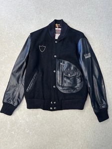 美品 Schott×HTC D-POCKRT ROUND STUDDED VARSITY JACKET SIZE:38 限定品 クリーニング済