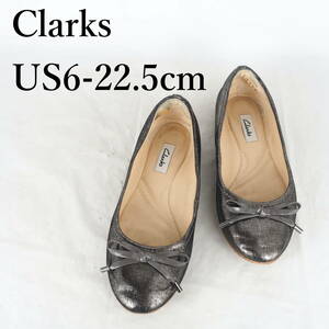 MK4170*Clarks*クラークス*レディースバレエシューズ*US6-22.5cm*メタリックブラック*