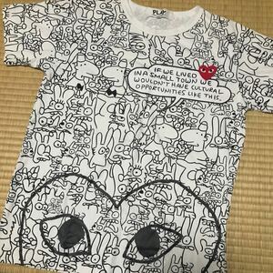 COMME des GARCONS Tシャツ シンプソンズ　コラボ　サイズM 美品　プレイ　コムデギャルソン　総柄　背面PLAYシール　メンズM