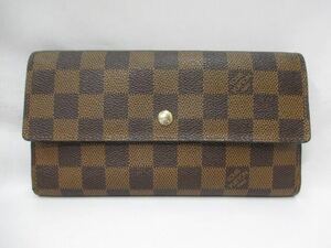 超美品 ルイヴィトン LOUIS VUITTON ダミエ 三つ折り長財布 ポルトフォイユ インターナショナル N61217 本物