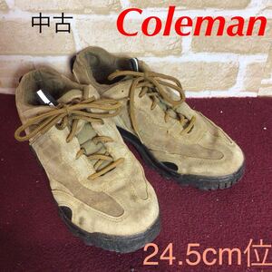 【売り切り!送料無料!】A-363 Coleman!トレッキングスニーカー!24.5cm!ブラウン!カーキ!登山!キャンプ!アウトドア!おしゃれ!中古!