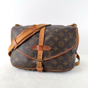 1円〜★LOUIS VUITTON ルイヴィトン ソミュール30 ショルダーバッグ モノグラム フラップ M42256 ブラウン メッセンジャーバッグ 茶色 18