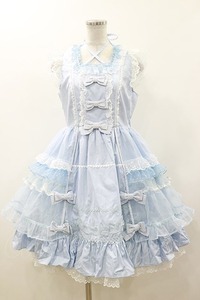 Angelic Pretty / Candyストライプリボンワンピース Free サックス H-24-06-16-019-AP-OP-NS-ZH