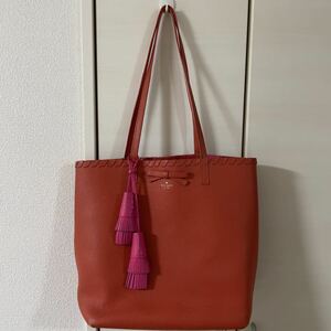 kate spade new york(ケイトスペードニューヨーク レザートートバッグ　レッド色　大容量