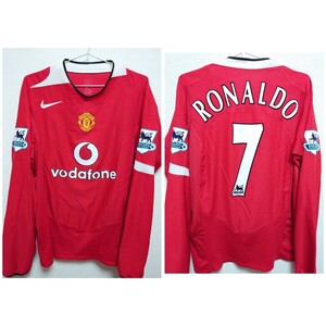 NIKE 2004〜06 マンチェスターユナイテッド クリスティアーノ ロナウド 長袖 ユニフォーム　フルパッチ　Manchester　RONALDO Lサイズ相当