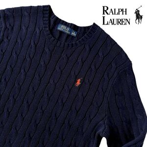 ラルフローレン RALPH LAUREN ケーブルニット セーター M 175/96A (日本L) ネイビー クルーネック ケーブル編み ニット