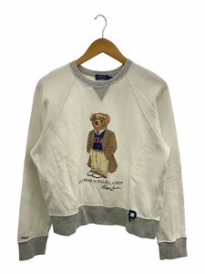 POLO RALPH LAUREN◆スウェット/S/コットン/WHT/ポロベア/ダメージ加工