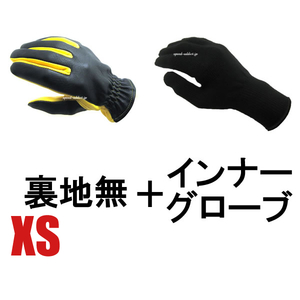 NAPA GLOVE 875GB BLACK × GOLD XS ＋ インナーグローブ/ナパグローブツートンカラー2TONEツートーン切替切り替え裏地なし裏地無し女性用