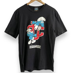 美品 23SS Dsquared2 ディースクエアード SMURFS REGULAR T-SHIRT スマーフ プリント 半袖 Tシャツ カットソー M ブラック