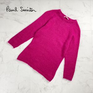 美品 Paul Smith Woman ポール・スミス モヘヤ 丸襟長袖ニットセーター トップス レディース ショックピンク サイズM*QC6