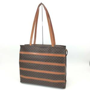 5718-100【 CELINE 】 セリーヌ マカダム トートバッグ ショルダーバッグ MC96 レザー PVC 肩掛け ボーダー