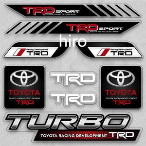 TRD　ロゴ　TOYOTAトヨタ　ステッカー　TURBO　レーシング　development　プリウス クラウン ハリアー アルファード RAV4 C-HR プラド