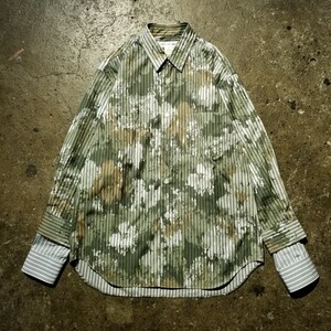 COMME des GARCONS SHIRT 12ss レイヤードスリーブシャツ カモ柄 2012ss コムデギャルソンシャツ