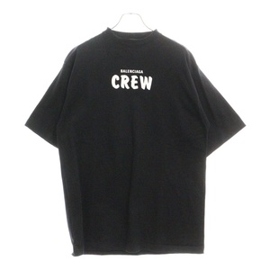 BALENCIAGA バレンシアガ 20SS Crew Logo T-Shirt フロントロゴプリント 半袖Tシャツ ブラック 620969 TIV74