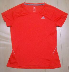 美品★adidasアディダス★CLIMALITE☆レディス☆DRY 半袖Tシャツ☆色はオレンジ★サイズOT★