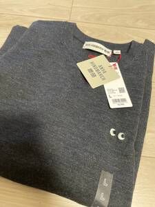 UNIQLO アニヤハインドマーチ メリノクルーネックセーター　ダークグレー　Ｌ