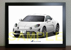 希望ナンバー ALPINE アルピーヌ A110 デジタルイラスト 自動車アートA4 ルノー RENAULT