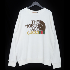 未使用 GUCCI THE NORTH FACE COTTON SWEATSHIRT M ホワイト 617964 XJDBY グッチ ザノースフェイス コットンスウェットシャツトレーナー