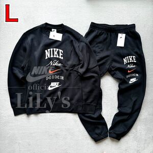 新品　NIKE上下セットアップ　Ｌ　ブラックオレンジ　黒　ナイキ　送料無料　スウォッシュswoosh FN2611 FN2644