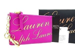 ■美品■ LAUREN RALPH LAUREN ローレンラルフローレン レザー フラグメントケース 小銭入れ 財布 ウォレット パープル系 b3532Uk