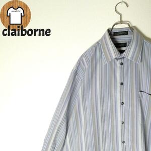 【claiborne ストライプ柄シャツ L 海外古着 ビッグサイズ A656