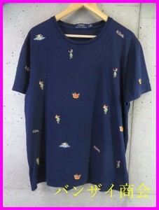 【送料300円可】1060b4◆良品です◆Ralph Lauren ラルフローレン フラガール刺繍 半袖Tシャツ L/カットソー/ポロシャツ/ジャケットブルゾン