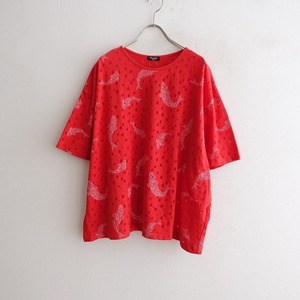 【美品】マーブルシュッド marble SUD *空の鯉 BIG TEE*レッドオパール加工ラウンドネックワイドカットソー(2-2405-272)【70F42】