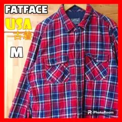 USA 古着 FATFACE ファットフェイス ネルシャツ チェック レッド M