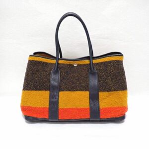 エルメス ガーデンパーティPM ロカバール　レザー×ウール　トートバッグ　マルチカラー HERMES ガーデンパーティーPM トートバッグ 