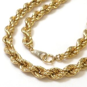 【K18】 パイプロープ チェーン ネックレス イエローゴールド 18金 40cm Yellow Gold Chain necklace ◇J