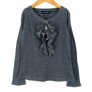 ラルフローレン ヘンリーネック 長袖リブニット フリル キッズ 女の子用 120/60サイズ グレー RALPH LAUREN