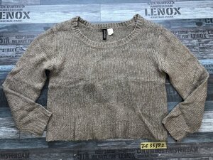 DIVIDED H&M エイチアンドエム レディース ウール混 クロップドニットセーター 36 茶