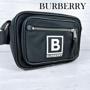 BURBERRY バーバリー パディ Bロゴ ショルダーバッグ ボディバッグ 8065311 ブラック ナイロン ウエストポーチ クロスボディ カメラバッグ