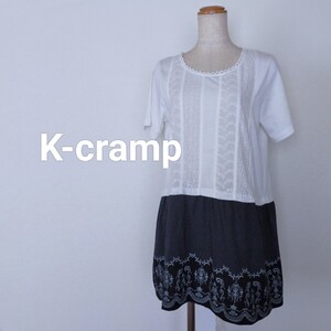 ☆K-cramp　ドッキング　チュニック　ワンピース　半袖　切り替えチュニック　L